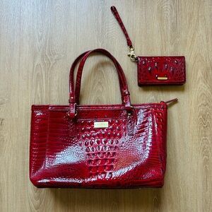 Brahmin Handbags Asher Lipstick croc-embossed leather medium tote bag
